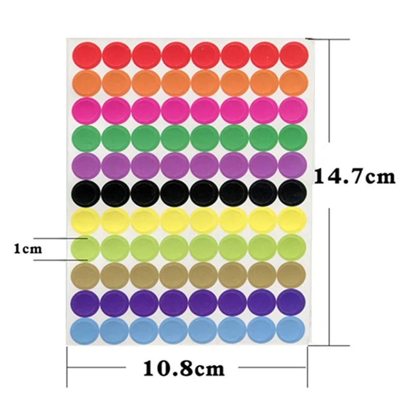 Multi-Size Colored Adhesive Dot Stickers for Packaging and Party Decoration