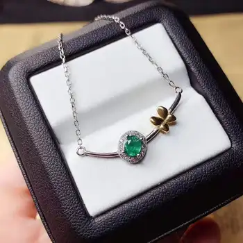 

Natural Emerald Necklace fashionable gem quality 925 silver 4x5mm