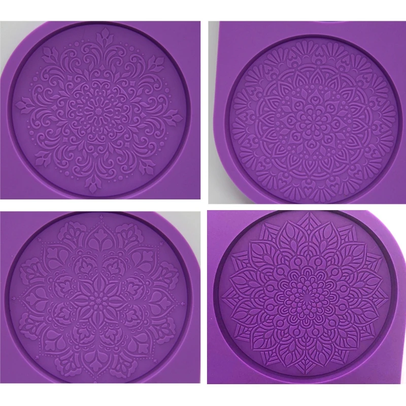 

Mandala Flower Coaster Silicone Resin Mold Round Coaster Epoxy Resin Mold Craft LX9E