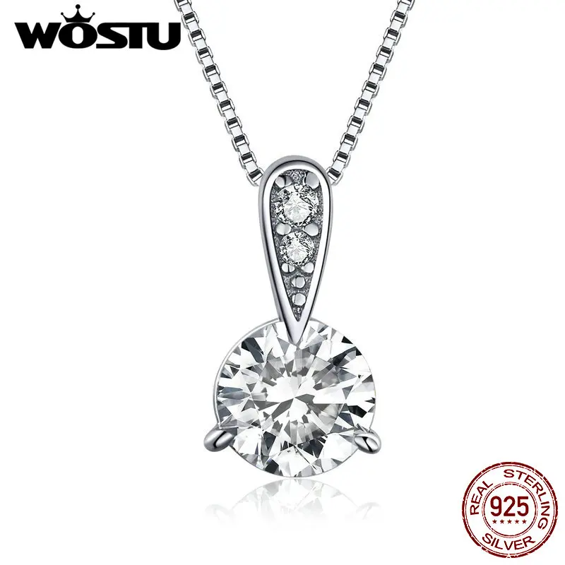 WOSTU 925 пробы Серебряная светящаяся ледяная подвеска, нестареющие ожерелья, Ослепительная цепочка с фианитами для женщин, элегантное ювелирное изделие CQN314