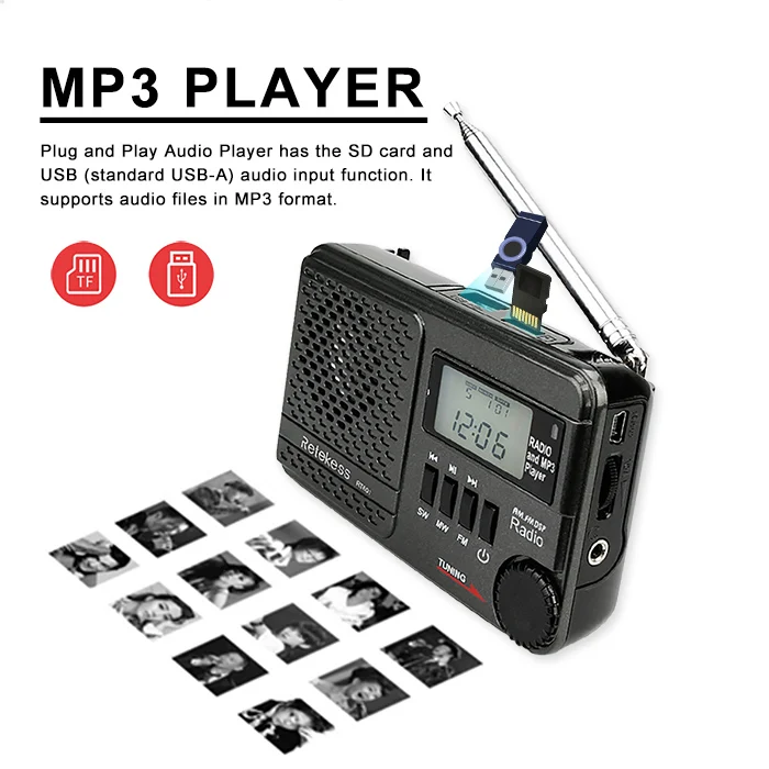 RETEKESS TR601 Цифровой Будильник Радио DSP/FM/AM/SW радио приемник Mp3 плеер 9 к/10 к Настройка Micro SD карты и USB аудио вход