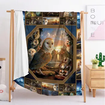 

new Owl deer export Custom blankets Large and small size throw blanket tapestry sleeping blanket soft flannel blanket bedding