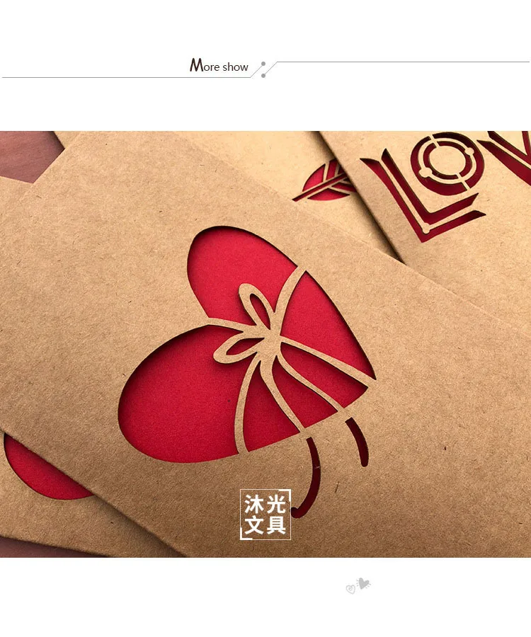 1 шт. крафт-бумага день Святого Валентина узор полые поздравительные открытки приглашение на свадьбу спасибо день рождения самодельная открытка бумага подарок