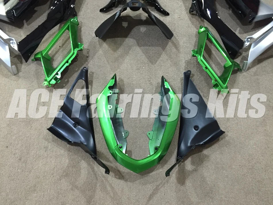Легко Установка ABS Обтекатели комплект подходит для Kawasaki Ninja 650R ER-6F возрастом 12, 13, 14, 15, 650 ER6F 2012 2013 серебристо-зеленый