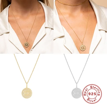 

Aide S925 Sterling Silver Collarbone Pendant Necklace Fashion Versatile Angel-Eye Necklace For Ladies Collar Bijoux Collar