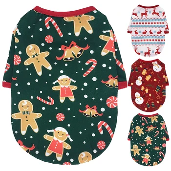 

Puppy Dog Christmas Clothes Cute Cat T-shirt Soft Cotton Pet Clothing Chihuahua Vest Shirt Outfit for Small Medium Dogs Cats