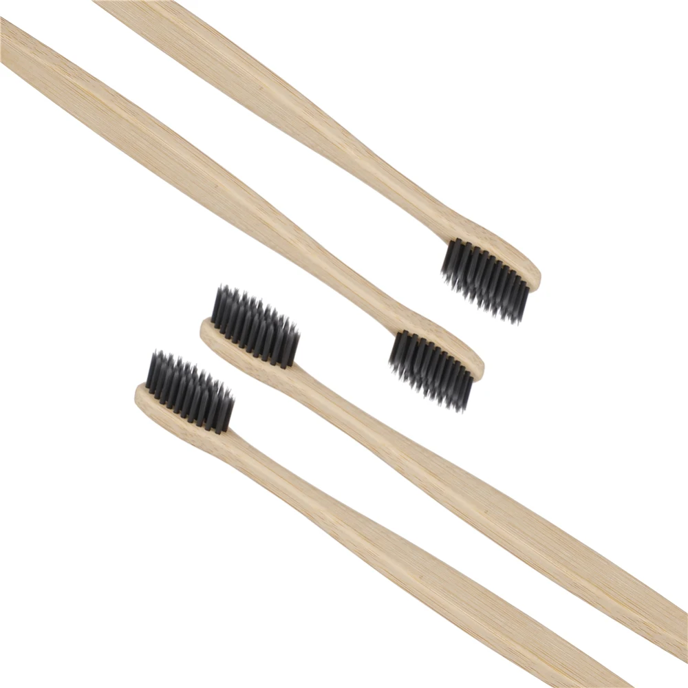 4-10pcs Bamboo charcoal bristle Toothbrush Wooden Rainbow eco-friendly Adult Toothbrush Oral Care wholesale logo customized