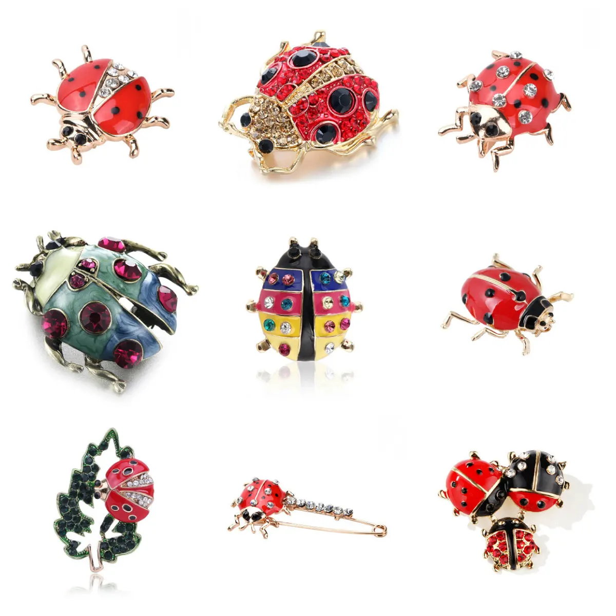 Rhinestone Ladybug Brooch High-grade Handmade Insect Brooch Fashion Animal Brooch Female Jewelry