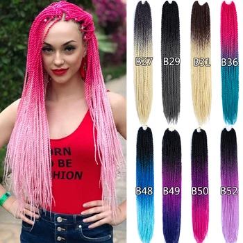 24inch Ombre Senegalese Twist Braiding Hair Crochet Braids 30 Roots/pack Synthetic Crochet Hair Extensions For Women Black Brown 1