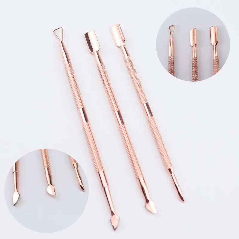 1/3pcs Gold Stainless Steel Cuticle Pusher Nail Art Pedicure Manicure Tools Nail File Dead Skin Push Cuticle Remover Nail Pusher