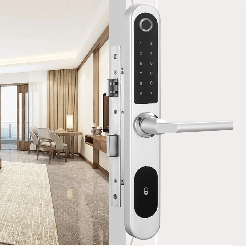 US $119.00 Waterproof Fingerprint Lock Outdoor Gate Lock Card TUYA APP Smart Door Lock Electronic Sliding Door Lock Aluminum Glass Door