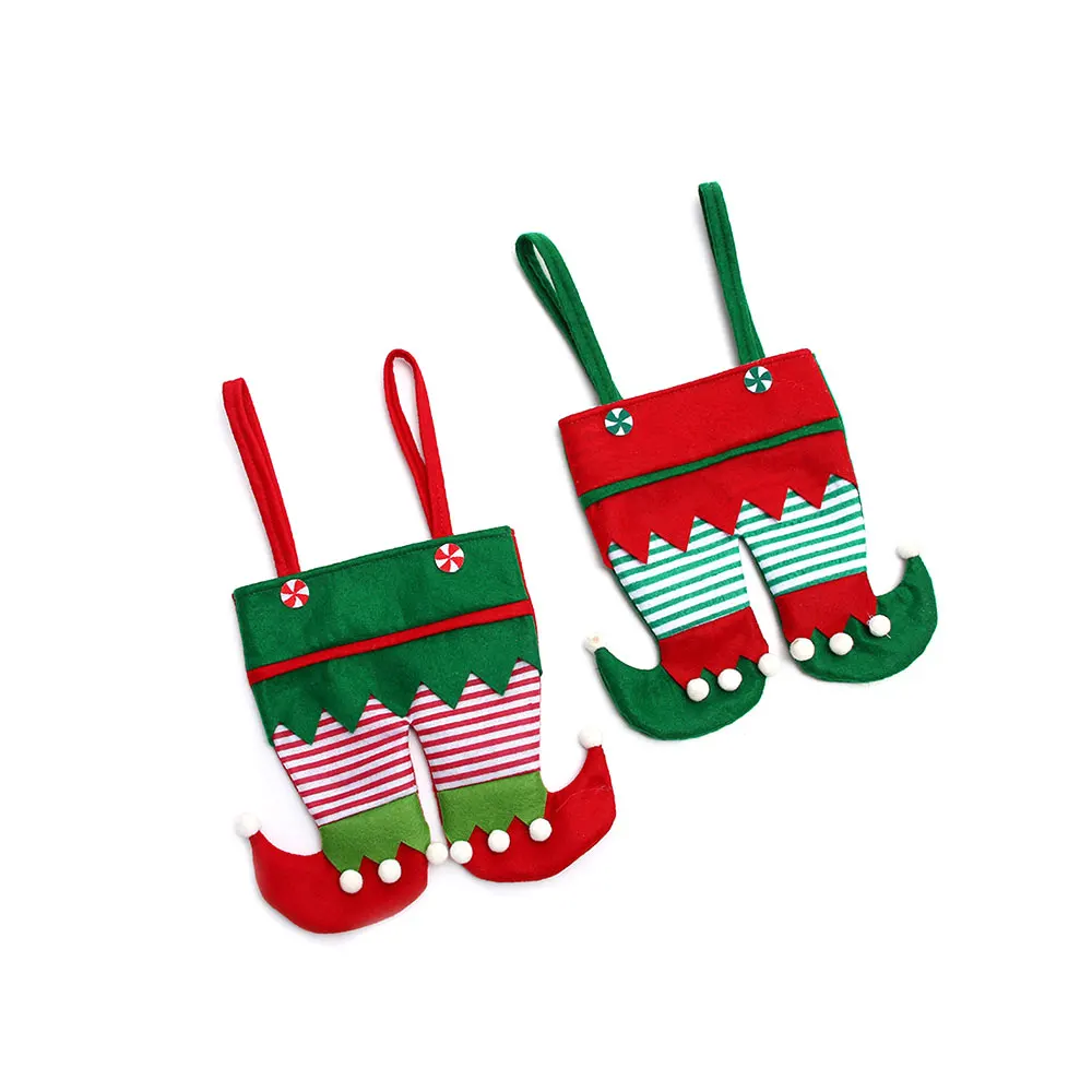 New Christmas Elf Candy Bags Santa Elf Spirit Pants Treat Pocket Decor Gift Candy Bottle Holiday Party Gifts Christmas Bags