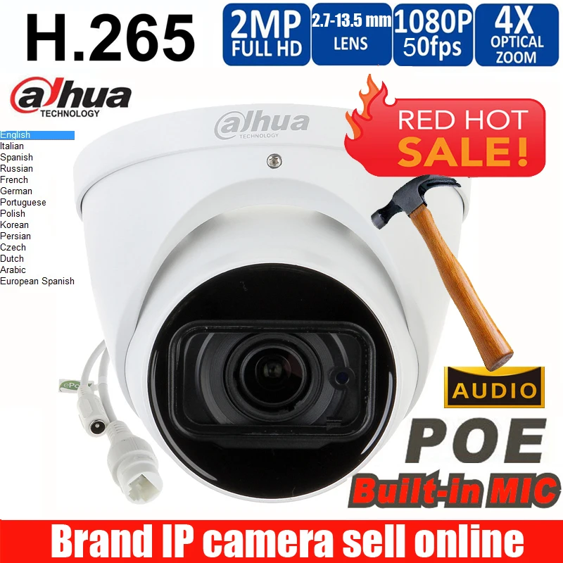  Dahua mutil language IPC-HDW5231R-ZE 2MP WDR IR Eyeball Network Camera 2.7mm-13.5mm lens Starlight 