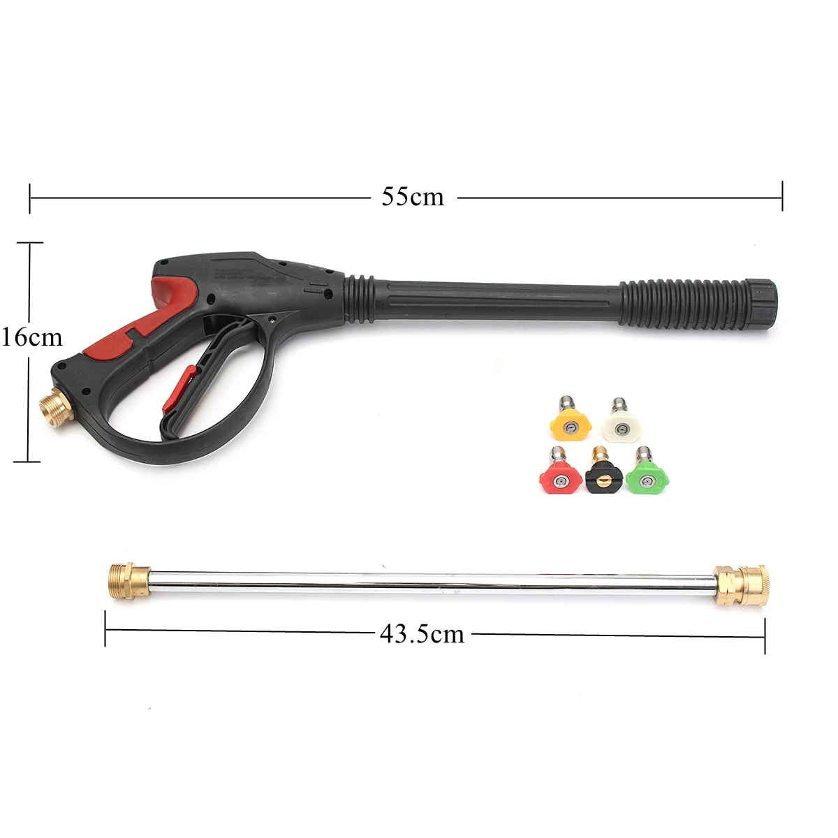 

4000psi M22 High Pressure Spray Guns Spraying Washer Extension Wand Nozzles Tips Cleaning Tool for Car Home Floors Walls + 5xTip