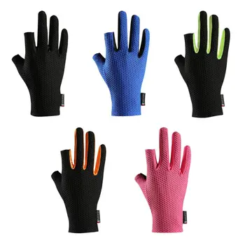 

Unisex Summer Ice Silk Cycling Fishing Gloves 2 Cut Fingers UV Protection Sunshade Anti-Slip Breathable Cooling Mittens