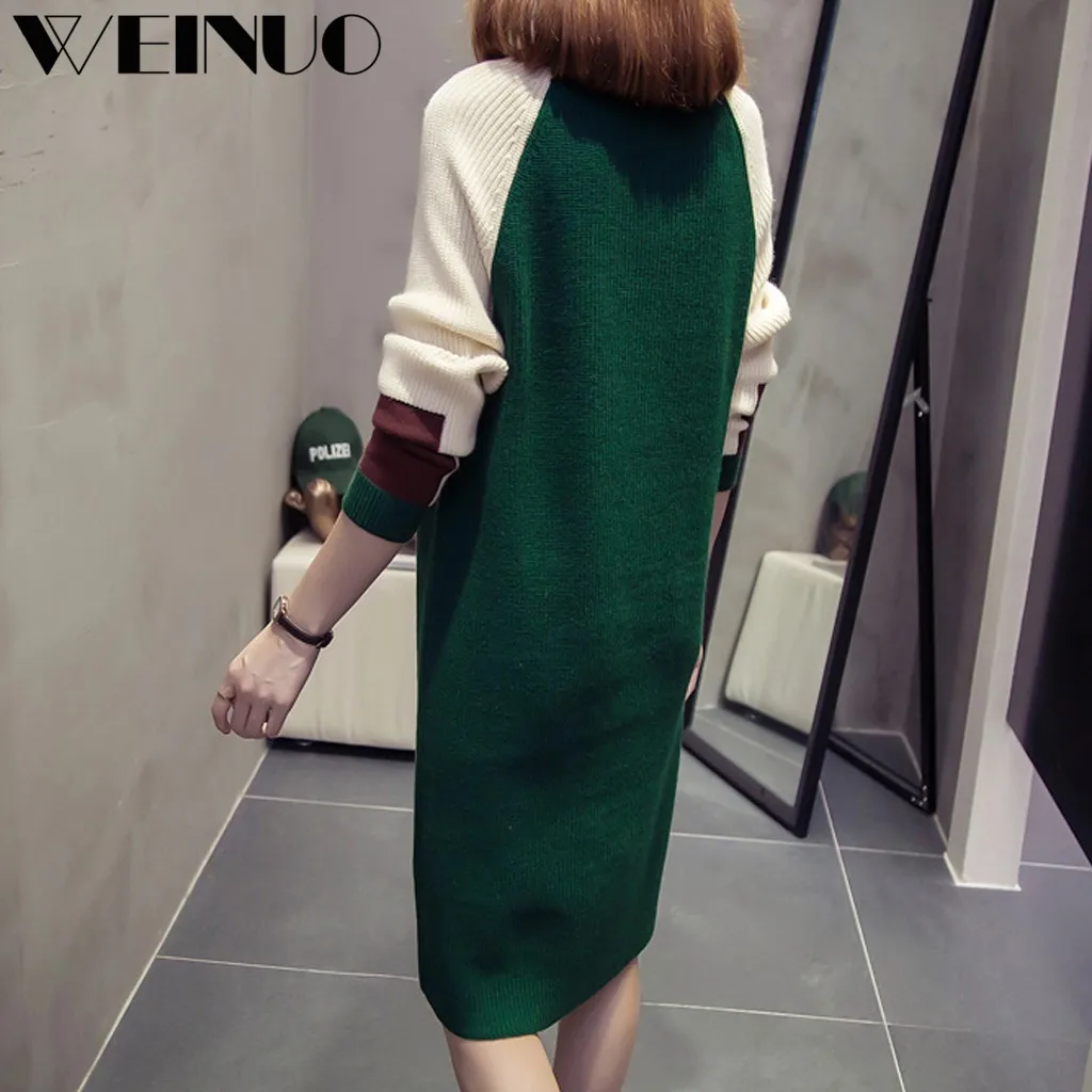 Женские платья Robe 2019Top Горячая Женская Осенняя мода корейское свободное платье вязаный свитер с длинным рукавом платья Vestido De Mujer