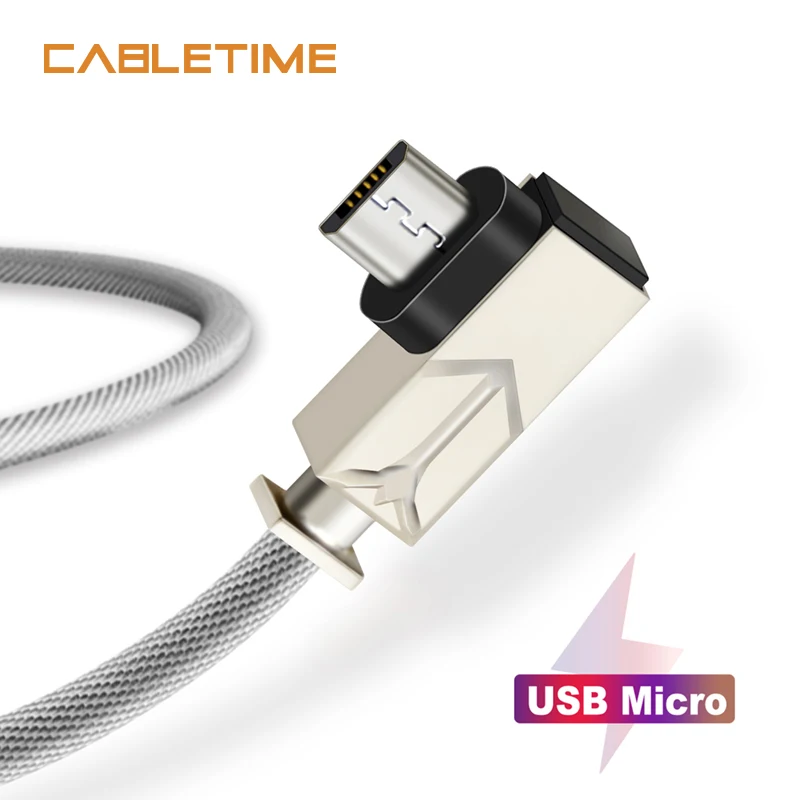 

Cabletime Micro USB Cable Right Angle for Samsung Xiaomi Android USB Cable 2A Fast Charge Cord Micro usb Charger N153