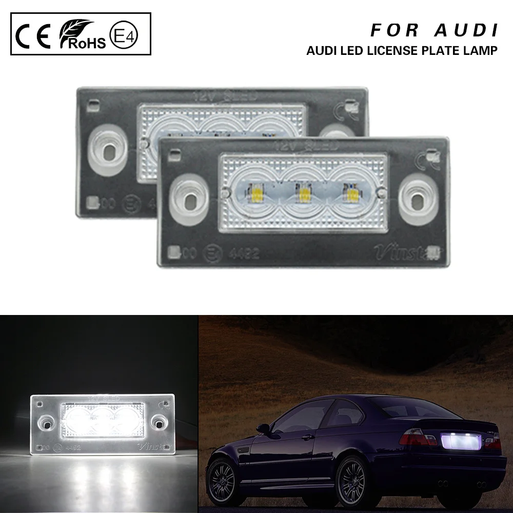 

2pcs LED License Plate Lights 12V 6000k White Number Plate Lamp For Audi A4/S4 avant 1999-2001 RS4 B5 A3 01-03