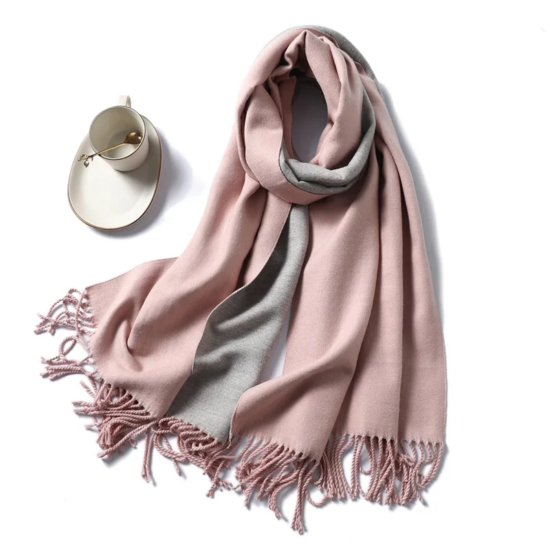 

2019 Winter Cashmere Scarf For Women Pashmina Shawls and Wraps Solid Print With Tassel Scarfs Warm Snood Neck Scarves For Ladies