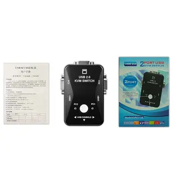 

2 Port KVM USB Manual Switch 2 in 1 Video VGA SVGA Switch Box in and out with two USB Interface