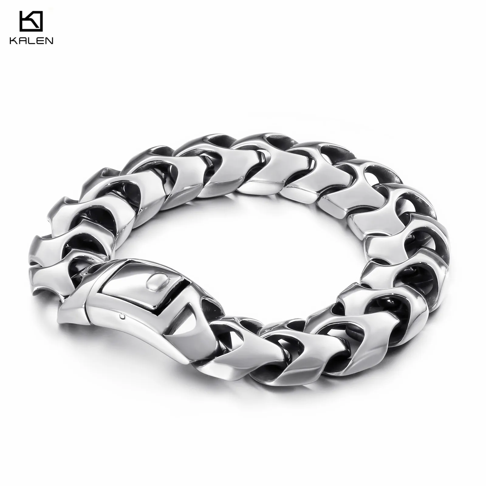 Price KALEN High Polished Arrow Shaped Bracelet Men 22cm Stainless Steel Bike Chain Bilezik Boho Male Jewellry Accessories