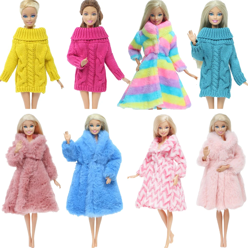 Roupa De Boneca Feita À Mão, Casaco De Pele Macia + Vestido Diário Rosa  Para Festa, Roupas Quentes De Inverno Para Boneca Barbie Acessórios  Brinquedo Infantil - Acessórios Para Bonecas - AliExpress