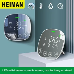 HEIMAN – détecteur de CO2, capteur de dioxyde de carbone, moniteur de qualité de l'air, compteur de gaz co2, analyseur de température et d'humidité avec alarme pour la maison 