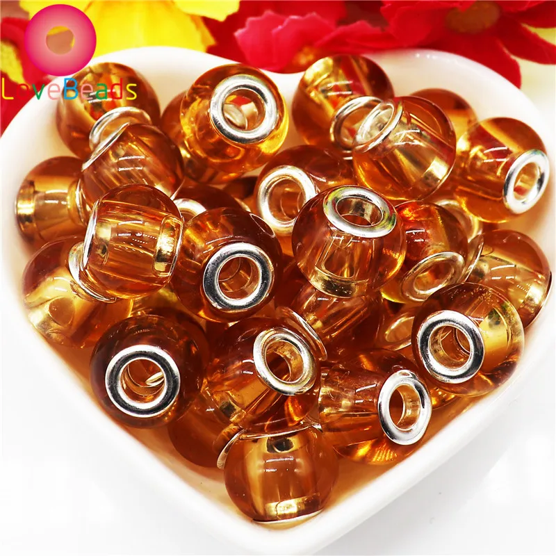 

10 Pcs Set Clear Gold Color Glass Bead Murano Large Hole European Spacer Beads for Women Jewelry Making Craft Fit DIY Bracelet