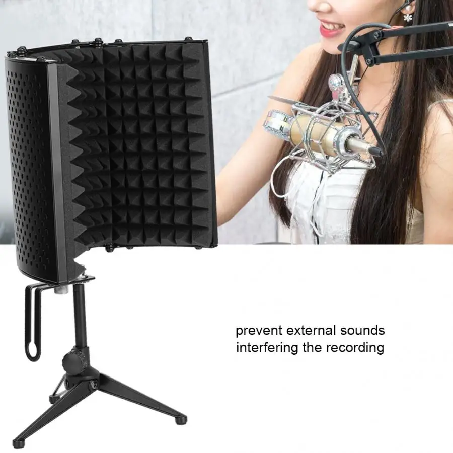 Складной микрофон изоляционный щит шумопонижение акустический экран с штативом