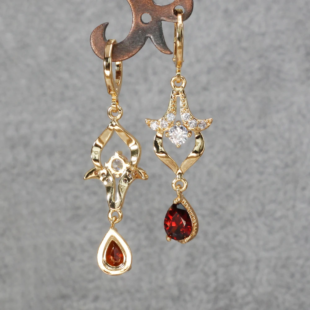 Hf7898e6686104434a2f5ae9a6a64e7a7T - Trendy Vintage Drop Earrings For Women Gold Filled Red Green Pink Lavender Zircon Earrings Gold Earring Wedding Jewelry
