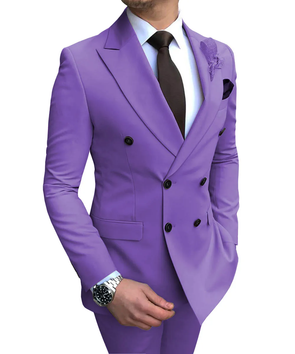 Traje de novio lila para hombre, esmoquin con solapa de pico, traje de boda  de 2 piezas (chaqueta + Pantalones + corbata) C982|Trajes| - AliExpress