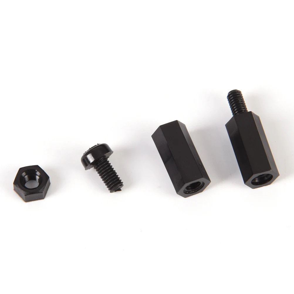 300pcs/Box Black Nylon M3 Male Female Standoffs Nylon Spacer Hex Column Screws Nuts Assortment Kit Threaded Pillar Repair Tools