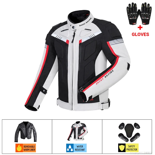 Waterproof Motorcycle Jacket Pants Off-Road Racing Motocross Riding Jacket Suit Men Windproof Touring Moto Protective Suit GR-Y-07 BKW Jacket