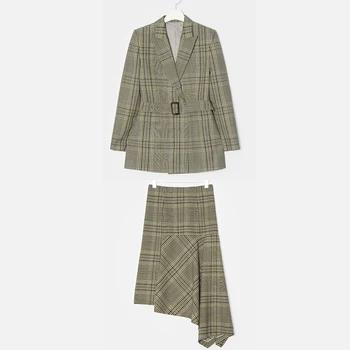 

2 Piece Set Women 2020 Korean Drama TV 이태원 Class Female Plaid Blazer Two Piece Set Mini Skirt Outwear Women's Suits