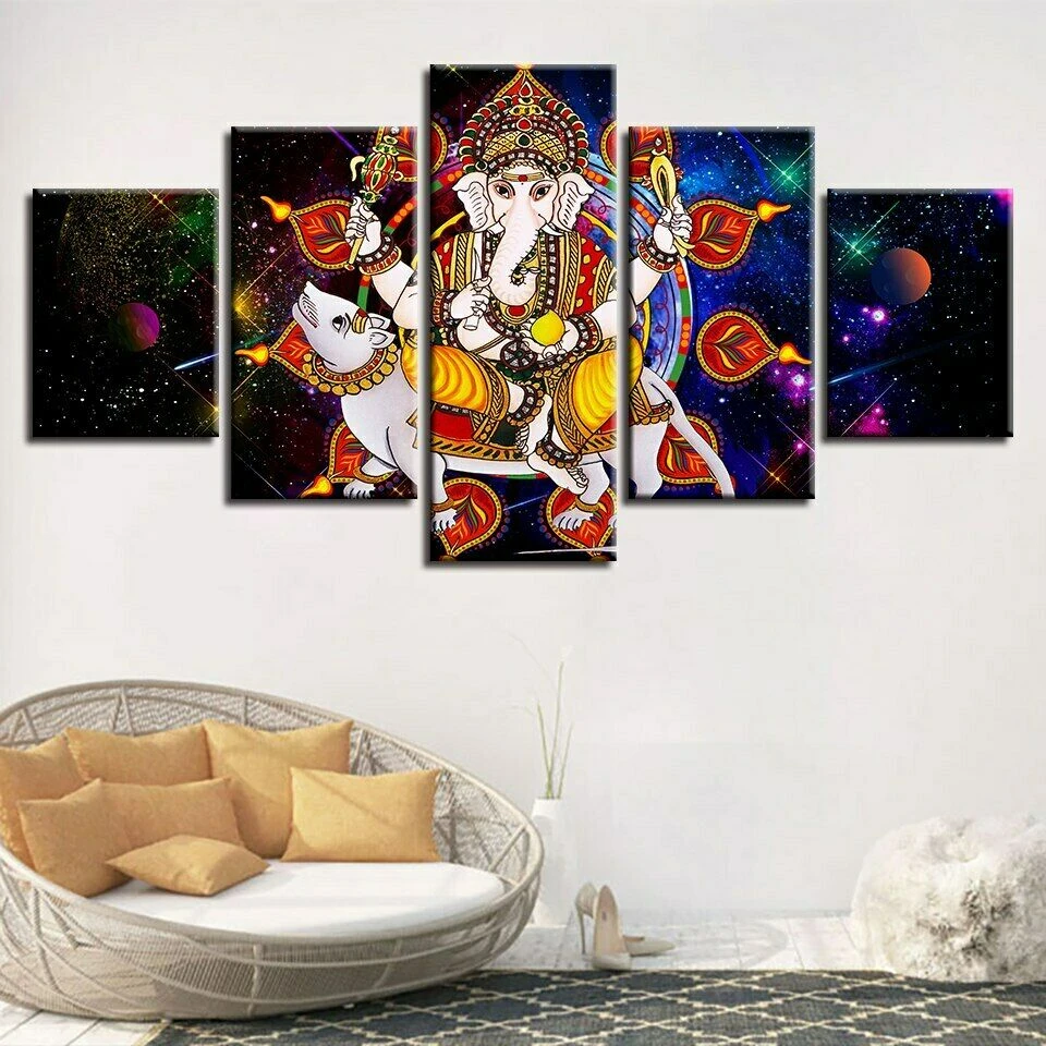 5 Pieces Awesome Lord Ganesha Poster Wall Art Wisdom Ganapati Decoration  Oil Painting Canvas Painting for Home Decor Background|Painting &  Calligraphy| - AliExpress