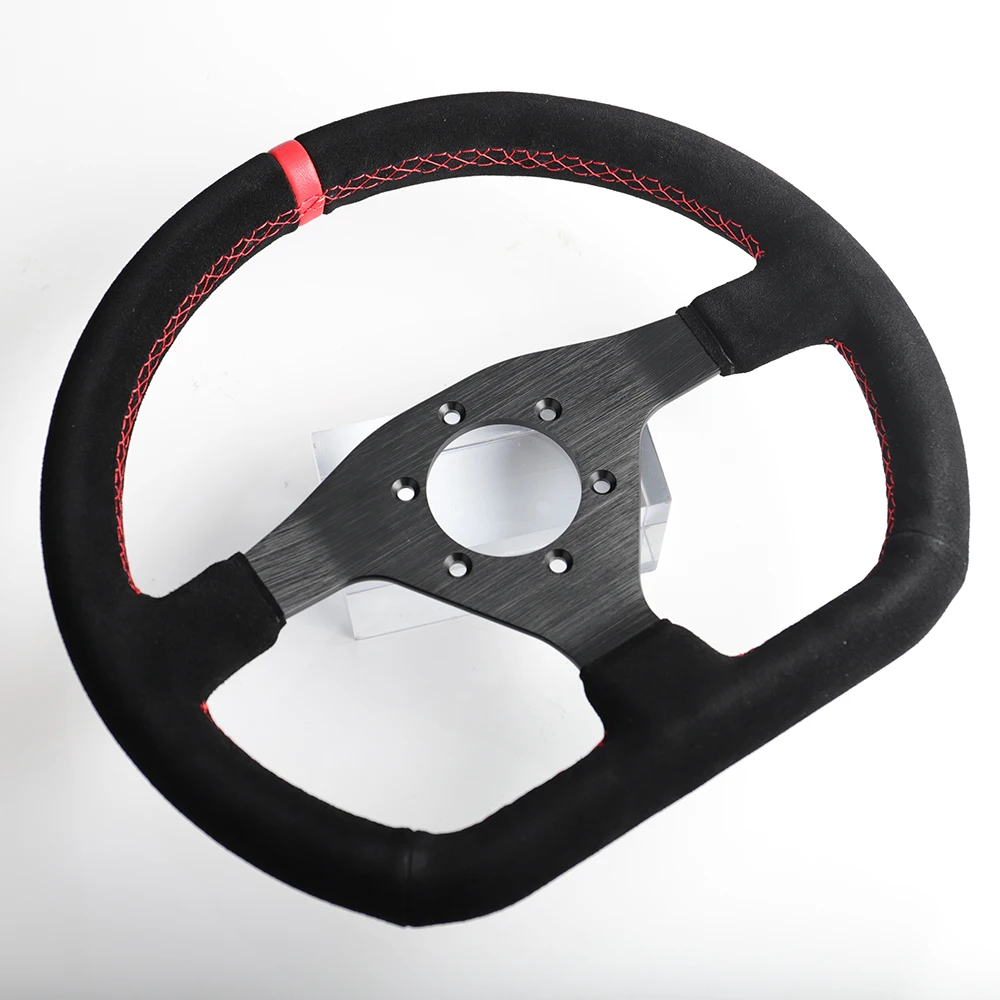 12,5 дюймов 320 мм Автомобильный руль гоночный Дрифт из натуральной/замшевой кожи красный стежок руль плоский симулятор гоночная игра