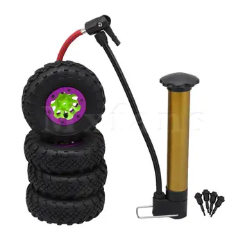 

Mxfans 4 x RC1:10 Inflatable Tire + 10-Hole Green Wheel Rim + Purple Metal Clip