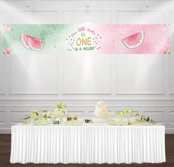 

9.8x1.5ft one in a Melon Backdrop Summer Fruit Watermelon Theme Party girl 1st Birthday Photo Background banner BN-1042