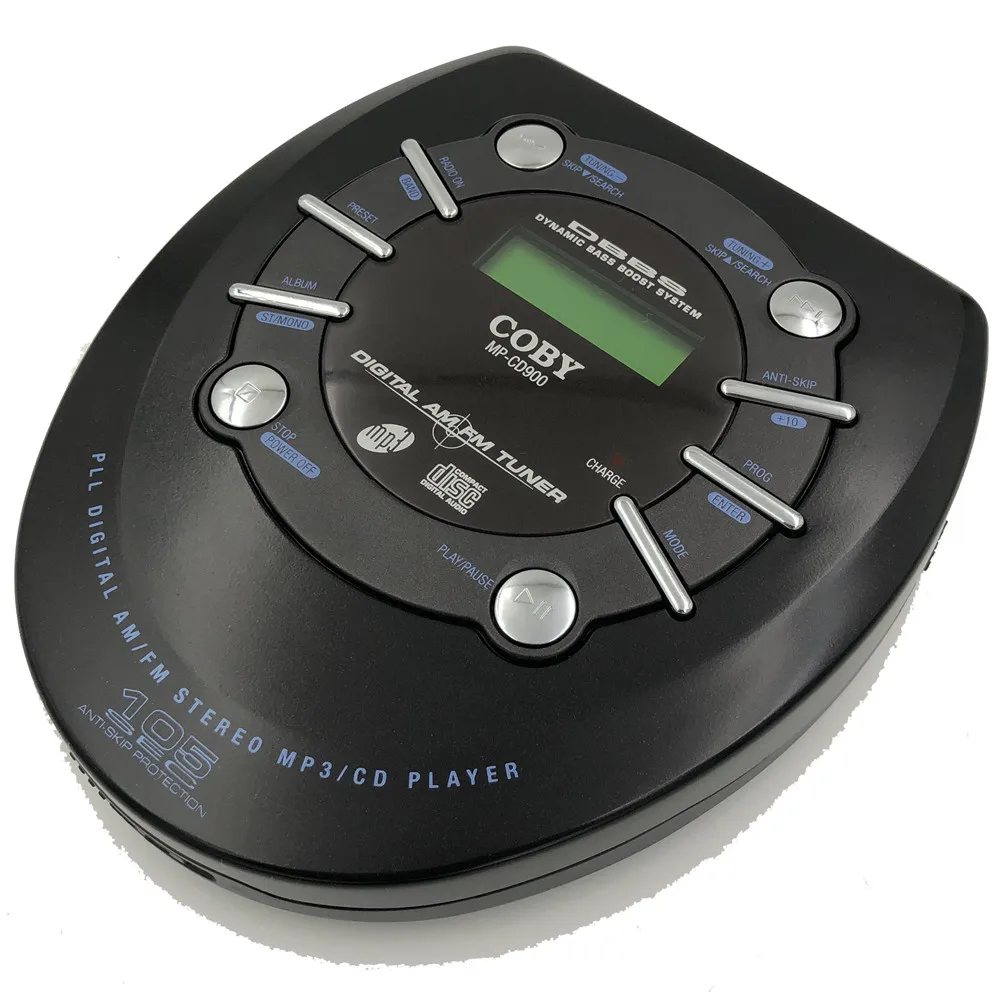 Portable CD player walkman bass boost system high quality music shockproof discs LCD display 3.5 mm audio interface CD-R-RW disc