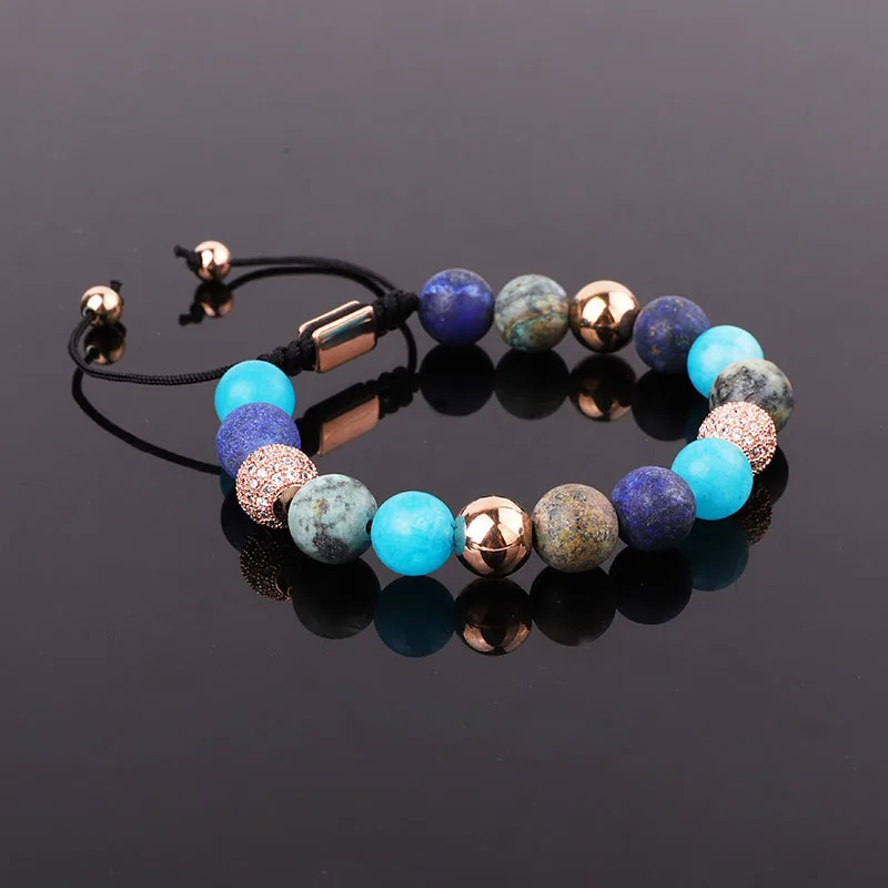 Jaravvi New Design 10mm Matte Gemstone Jewelry Blue Jade Lapis Beads Custom Friendship Bracelet For Women - Image 2