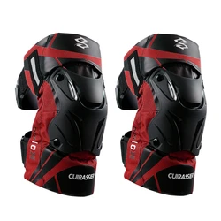 Enhanced Protective Motorcycle Racing Knee Guards with Night Reflective Safety Features - Free size (K01-3-Lava Red)