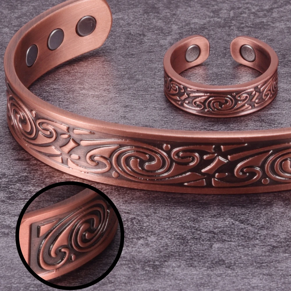 Anello Magnetico In Rame 99,99% | Con 4 Magnet&igrave; Da 3500 Gauss | Misura Regolabile Unisex