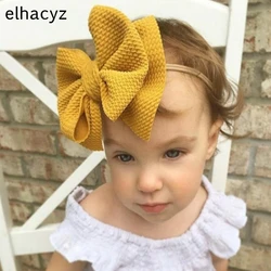 Baby Big 6'' Waffle Hair Bows Nylon Headband Girls Kids Soft Elastic Bullet Fabric Elastic Headbands Hair Band Hair Accessories