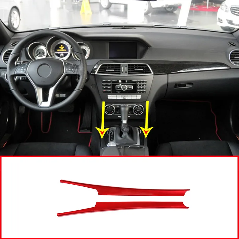Красный для Mercedes benz C Class W204 C180 C200 2007-2013 ABS Автомобильная центральная консоль украшения полосы отделка Аксессуары