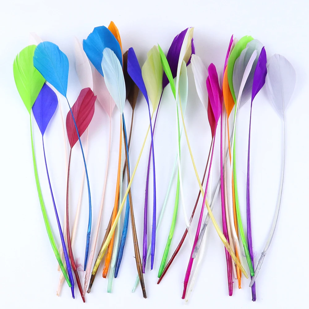 Wholesale Dyed Colorful Stripped Natural Goose Feathers For Jewelry DIY Earring Mask Party Carnival 50 PCS/Lot Size 15-20 CM | Дом и сад