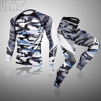 

Brand Men Winter Thermal Underwear Mens Sweat Thermo Underwear Men Tight Fitness Camouflage Tracksuit/Riding pants underwear