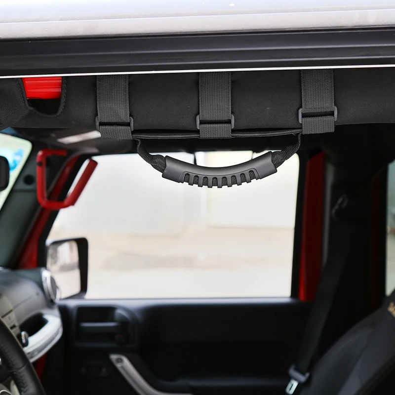 

Car Roll Bar Grab Handle with Sunglasses Holder Storage Bag Armrest Pouch Bag Accessories for Jeep Wrangler Cj Tj Jk Jl