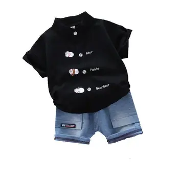 

New Summer Children Casual Clothing Baby Boys Girls Shirt Jeans Shorts 2Pcs/sets Kids Infant Fashion Clothes Toddler Tracksuit