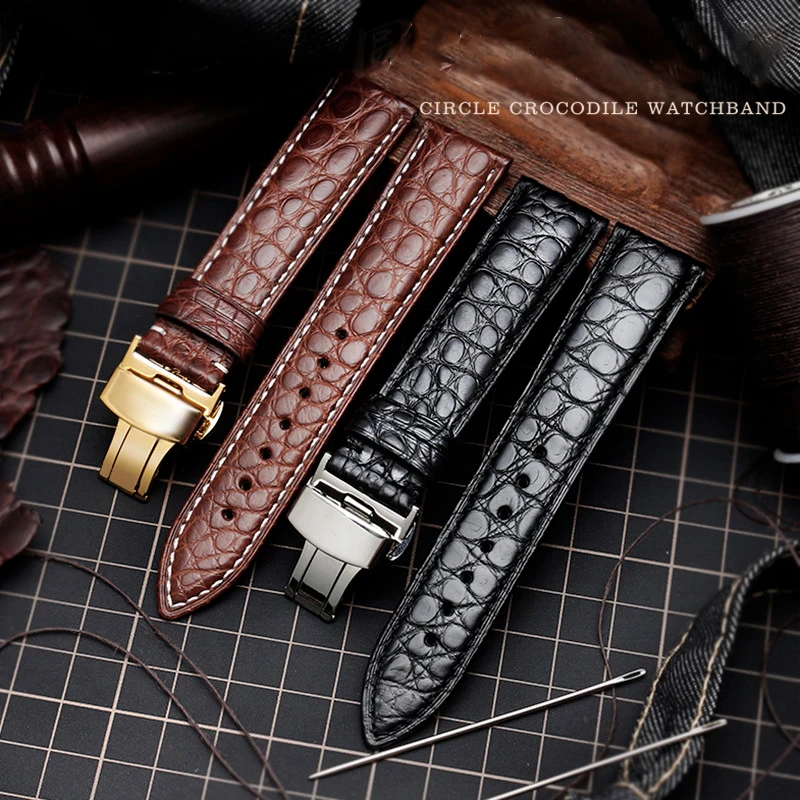 

Crocodile Leather watchband for Longine/Omega/Seiko Men and Women Butterfly Clasp Watch strap 14mm 16mm 18 20 22 24mm wristband