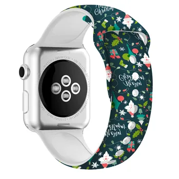 

Christmas strap for Apple watch 5 band 44mm 40mm iwatch band 38mm 42mm silicone watchband bracelet Apple watch 4 3 2 44/40/42/38